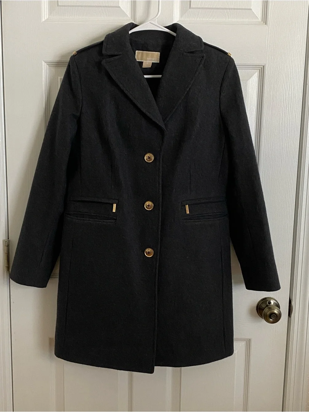 MICHAEL Michael Kors Charcoal Gray Wool-Blend Peacoat – Size M